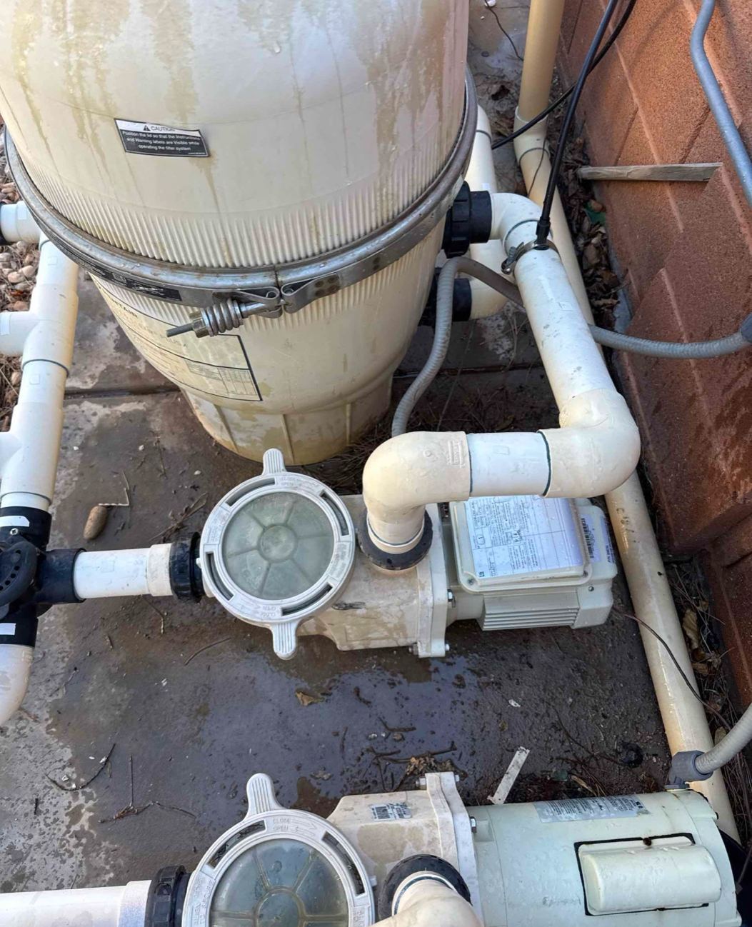 Pool equipment pad after pump service