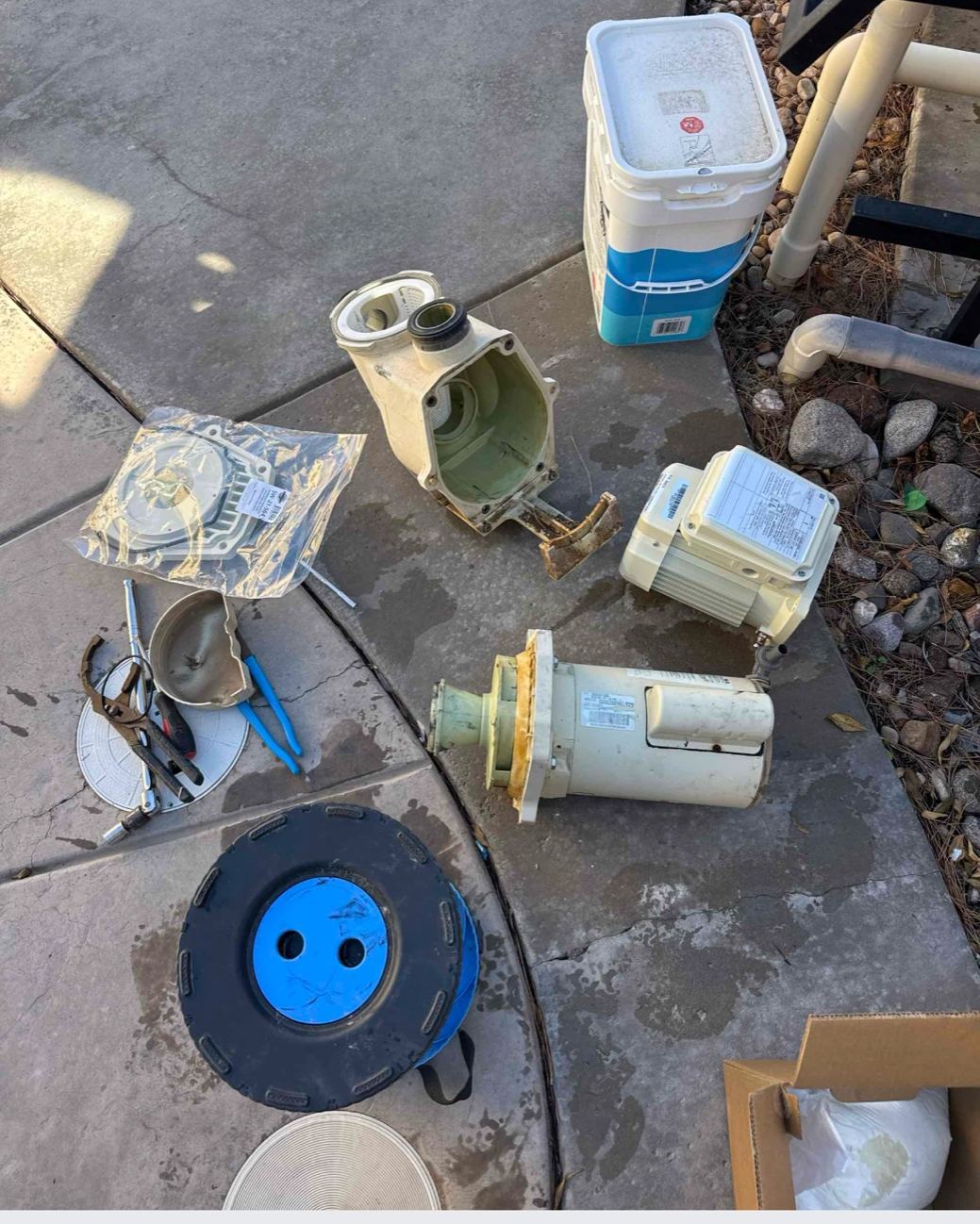 Pool pump rebuild in progress — motor, seals and o-rings replaced — St. George, UT