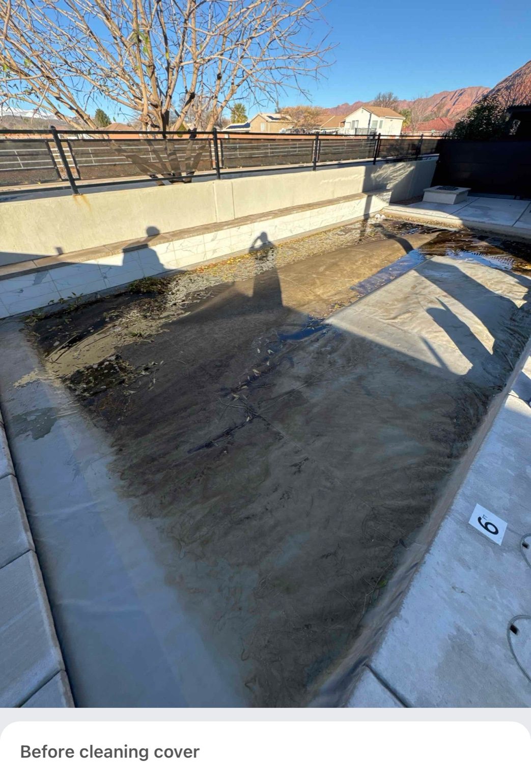 Pool cover before cleaning